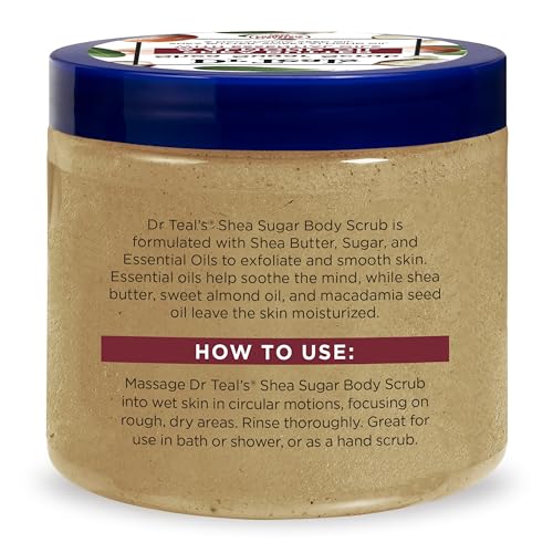 Dr Teal's Shea Butter & Almond Oil Body Sugar Scrub for Exfoliation and Smoothing 538g
