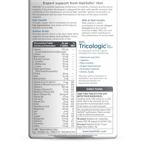 Hairfollic Vitabiotics Him Tablets - 30 Count for Healthy Hair Maintenance 3