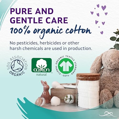 Lil-Lets Baby Cotton Wool Balls, 100 Count, Certified Organic, 100% Pure Cotton, Super Soft for Newborns