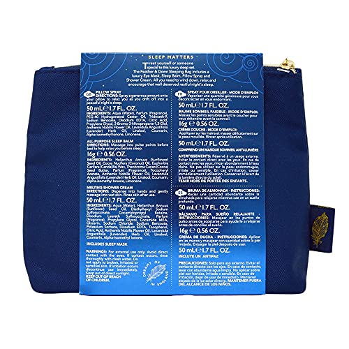 Geschenkset für Feder- und Daunenschlafsäcke (Luxus-Augenmaske, Schlafbalsam, Kissen) 4