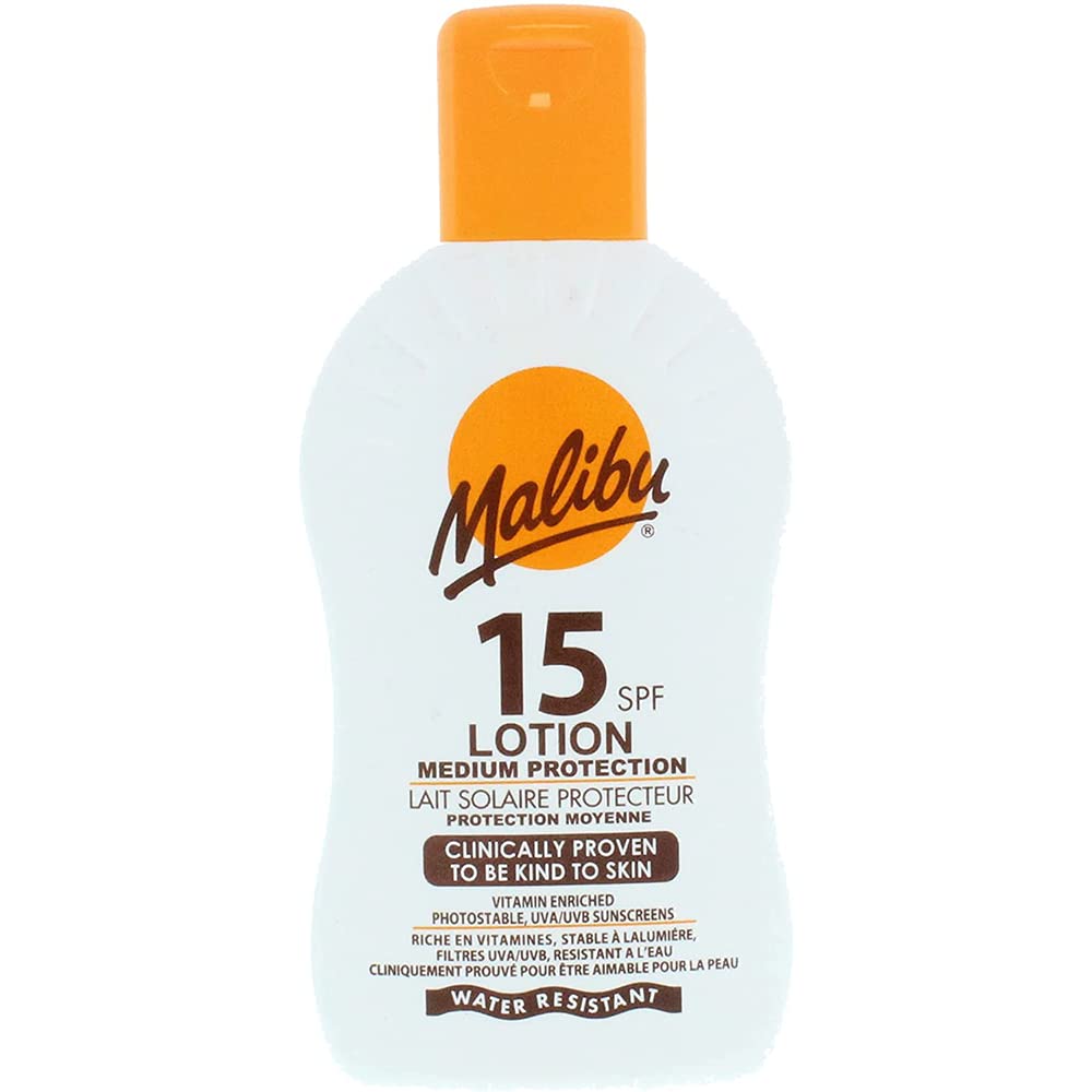 Malibu Medium Protection Water Resistant Vitamin Enriched SPF 15 Sun Lotion, 200ml