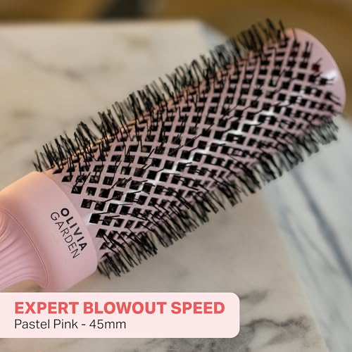 Olivia Garden Expert Blowout Speed Round Brush - Pastel Pink - Size 45 - Ceramic Coated for 25% Faster Blowouts