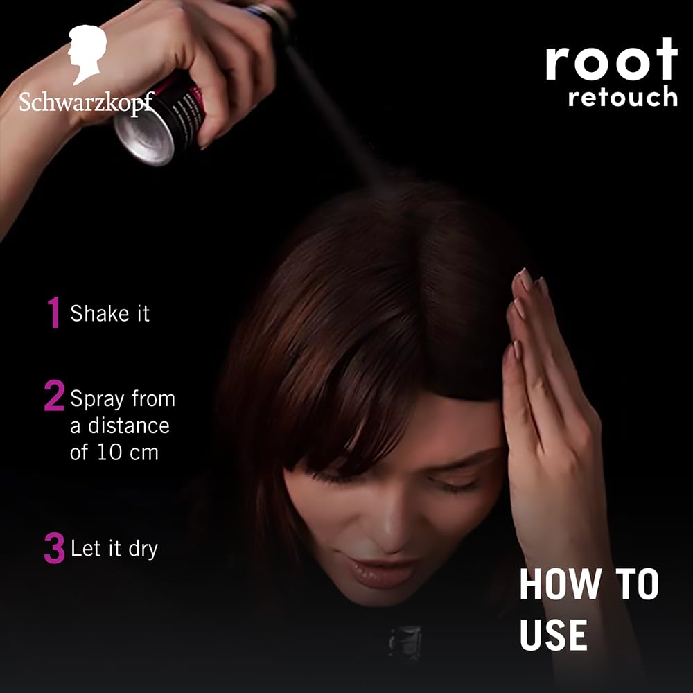 Schwarzkopf Root Retouch Hair Dye Black Temporary Root Touch Up Concealer Spray 6