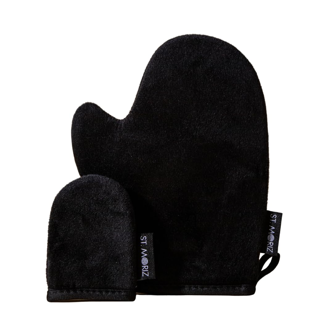 St. Moriz Luxus-Doppelpack: Bräunungshandschuh &amp; Mini-Gesichtshandschuh | Ganzkörperhandschuh &amp; Gesichtshandschuh in voller Größe für gleichmäßige Selbstbräunung, fleckenfreie Hände &amp; streifenfreies Finish | Selbstbräunungshandschuh | 2er-Pack