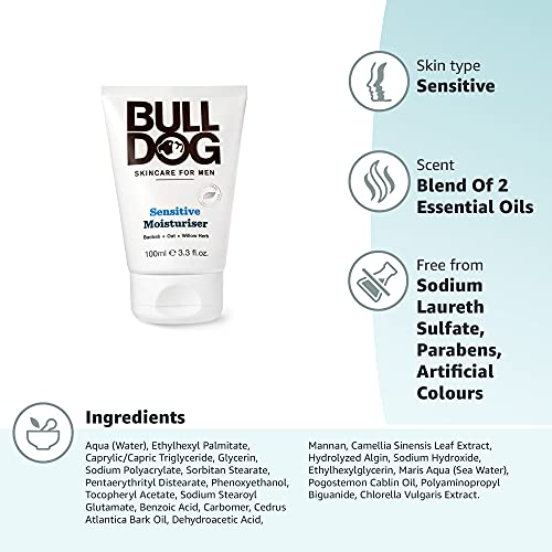 Bulldog Sensitive Moisturiser for Men, Hydrating Face Care (100ml) 8