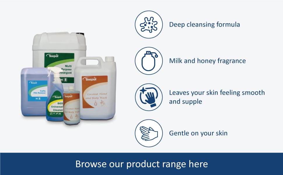 Teepol Milch &amp; Honig Antibakterielle Handseife, Nachfüllpackung für luxuriös duftende Flüssigseife – Antibakterielle Handseife – Wirksame Keimtötung – Sanft zur Haut, 5 l 7