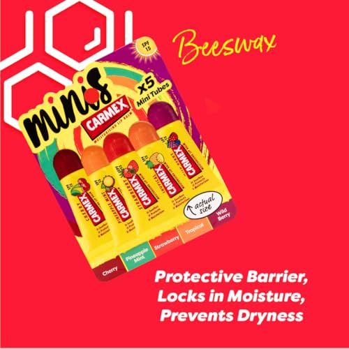 Carmex Mini Scented Lip Balm 5-Pack with SPF 15 | Cherry, Strawberry, Tropical Flavors 2