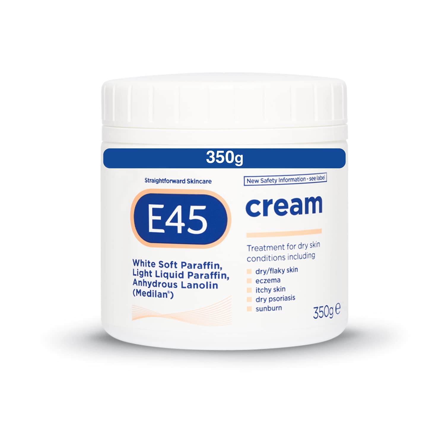 E45 Cream for Dry & Sensitive Skin - Clinically Proven Moisturiser for Eczema, Dermatitis & Irritation, 350g