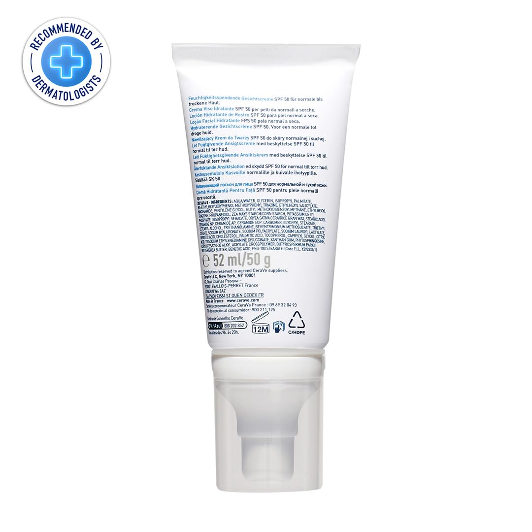 CeraVe AM Facial Moisturising Lotion SPF 50 for Normal to Dry Skin 52ml with UV Protection 3