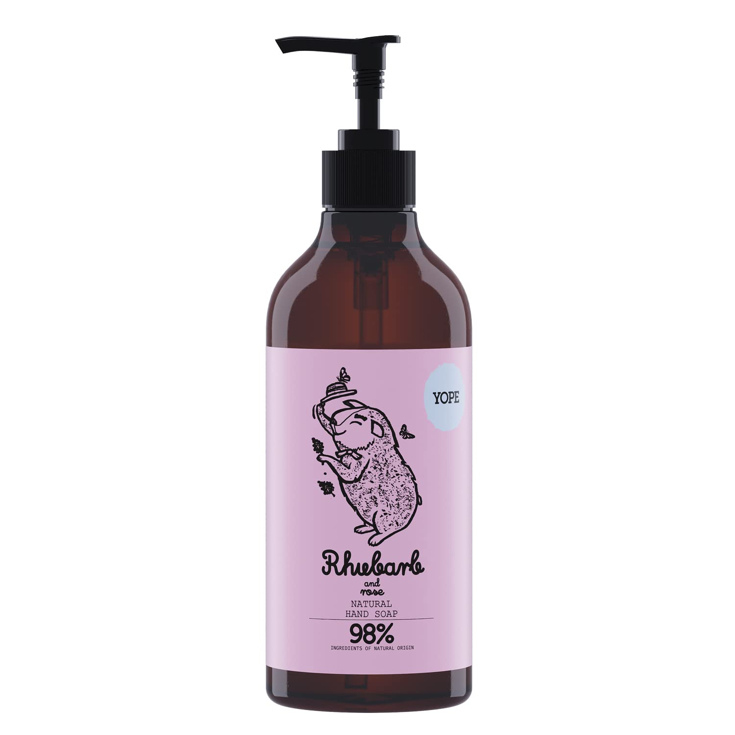 YYOPE Natürliche Handseife | Rhabarberextrakt | Mineralien | pH-neutral | Feuchtigkeitsspendend | Beruhigend | Rhabarber &amp; Rose 500 ml