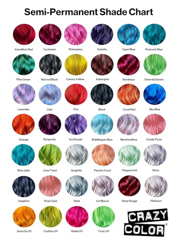 Crazy Color Peacock Blue Semi-Permanent Hair Dye - Vegan, Conditioning Teal Turquoise Color 10