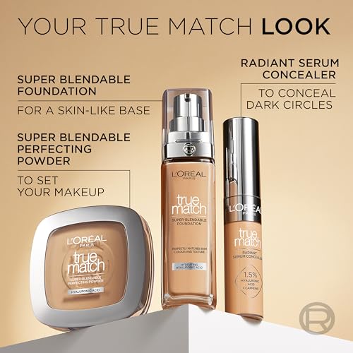 L'Oréal Paris True Match Hydrating Liquid Foundation 1N Ivory, Skincare Infused with Hyaluronic Acid, SPF 16, 30 ml 10