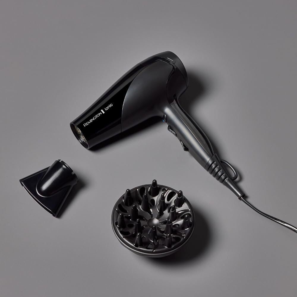 Remington Ionic Dry Hair Dryer 2200 Watt with Diffuser and Styling Nozzle