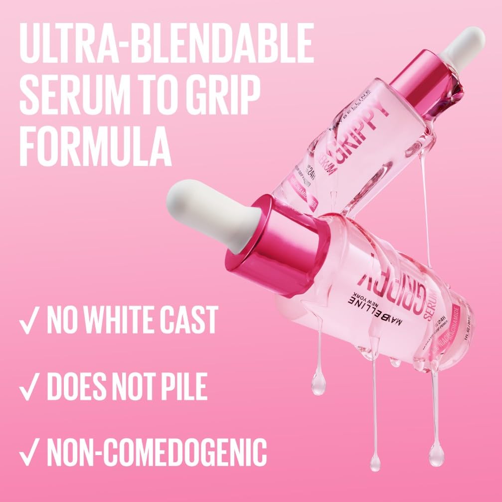 Maybelline Makeup Primer, The Grippy Serum Primer with 2% Niacinamide, Up to 24H Grip 7