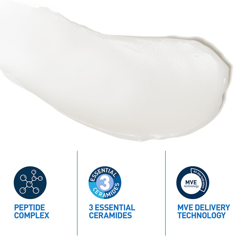 CeraVe Hauterneuernde Peptid-Feuchtigkeitscreme für das Gesicht, Anti-Aging-Gesichtscreme, A 3