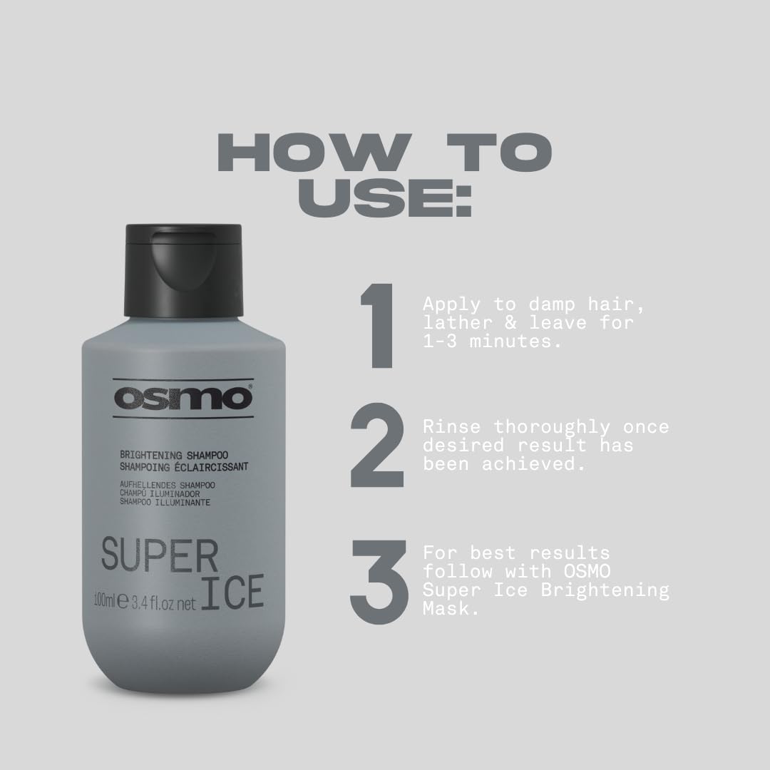 OSMO Super Ice Black Pigment Shampoo for Brightening Blonde Hair | Toning & Neutralizing 5