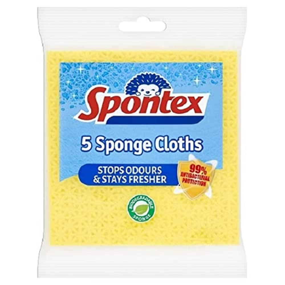 Spontex Sponge Cloths Pack of 5 with Antibacterial Treatment