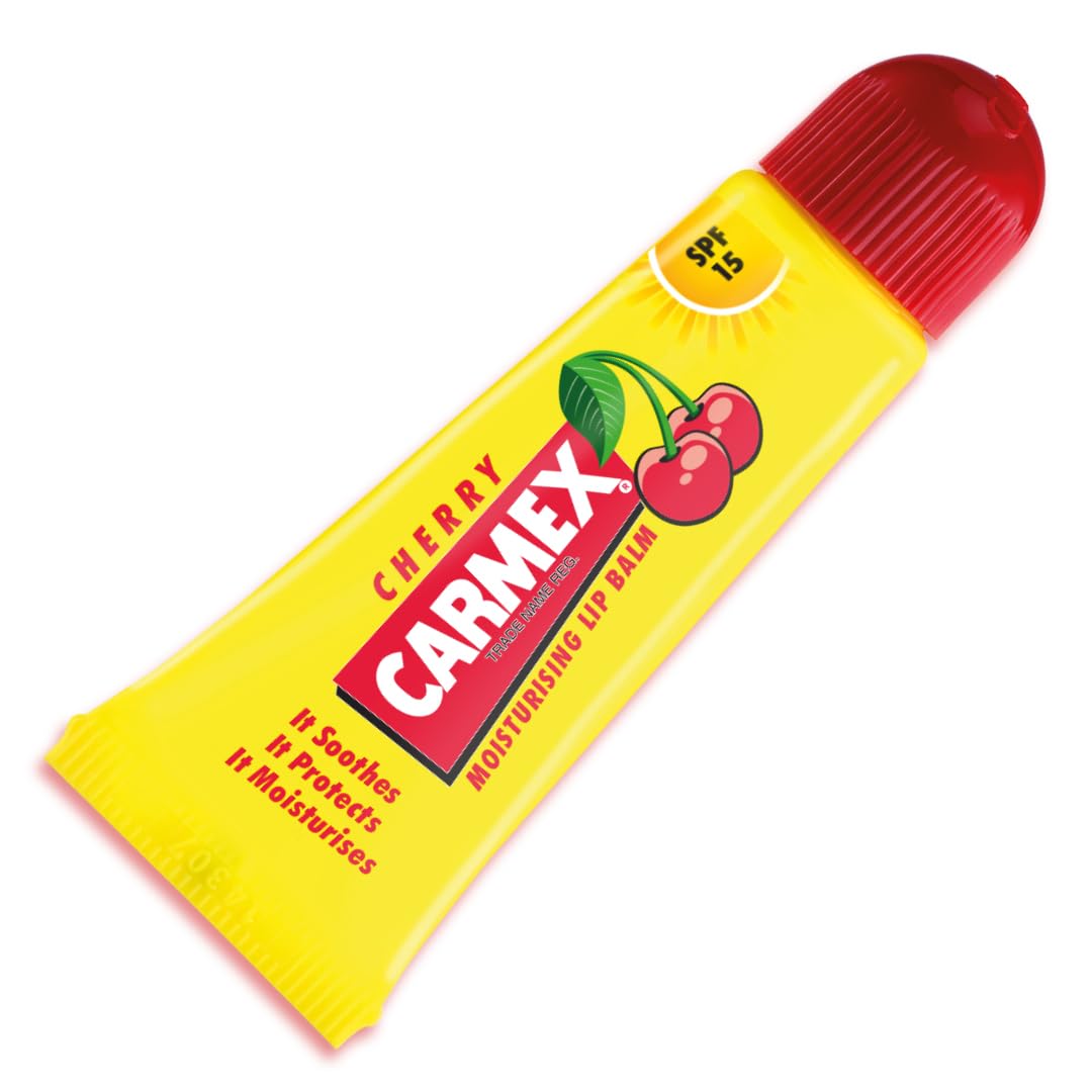 Carmex SPF 15 Cherry Moisturising Lip Balm Tube for Dry, Sun-Damaged Lips