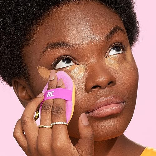 Real Techniques Miracle 2-in-1 Puderquaste + Reiseetui, doppelseitiger Make-up-Schwamm zum Verblenden, elastisches Band, Präzisions-Make-up-Schwamm und Puderquaste, für flüssige, cremige und pudrige Produkte, Reiseetui, 2 Stück 10