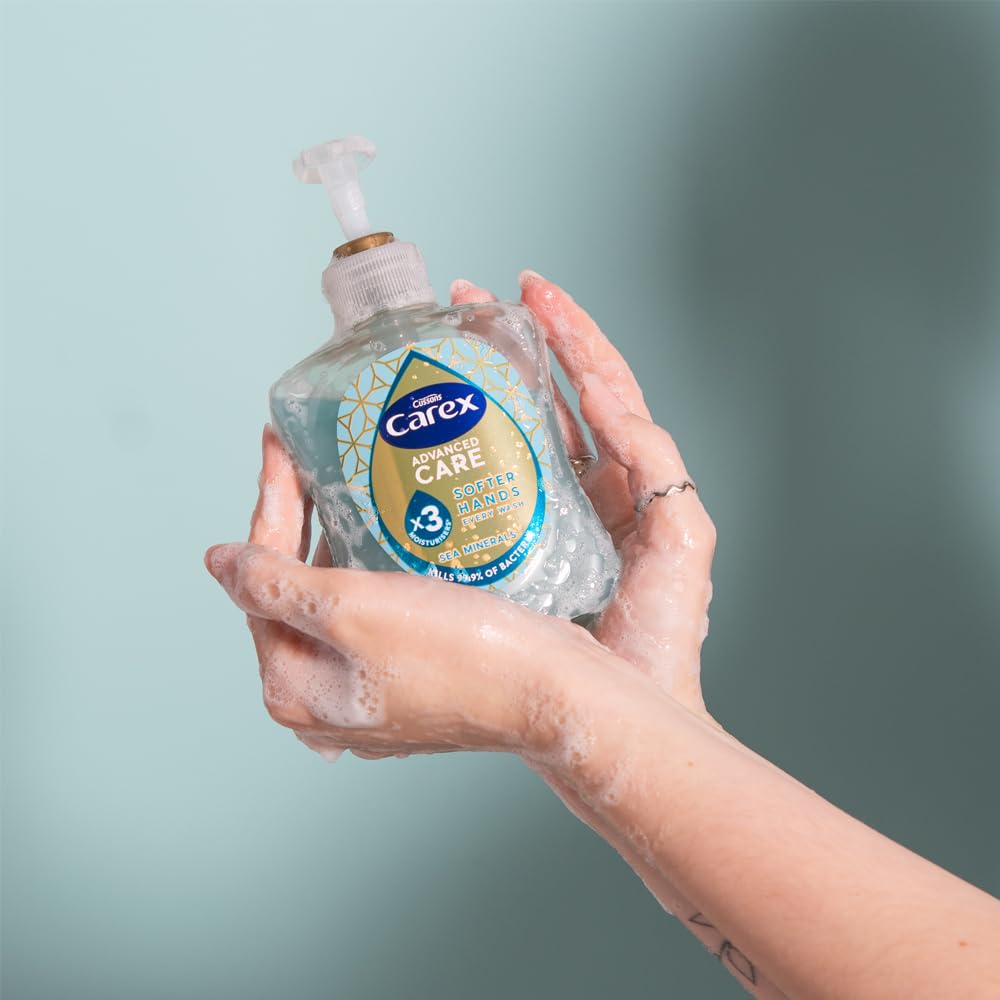 Carex Advanced Care Antibakterielle Handseife mit Meeresmineralien, 3x mehr Feuchtigkeitsspender, reinigt und schützt die Hände, Großpackung, 6 x 250 ml 3