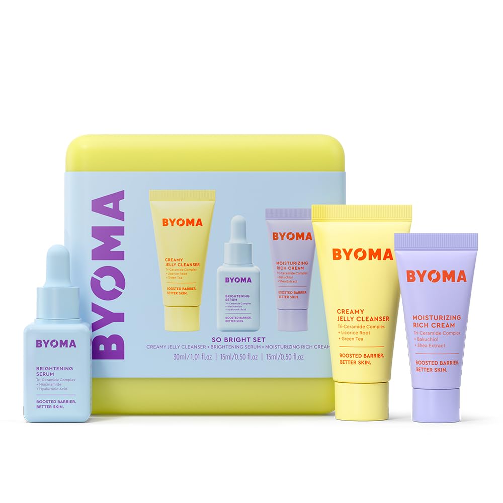BYOMA So Bright Set: 3-Step Barrier Repair Skincare for Brighter, Bouncy Skin