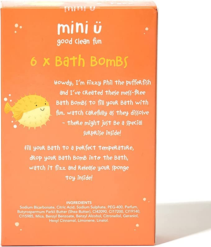 Mini U Kids Bath Bombs with Surprise Toys Inside, Shea Butter Infused for Sensitive Skin