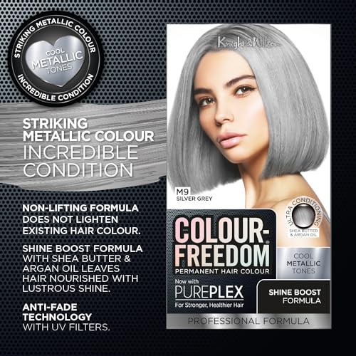 Knight & Wilson Colour Freedom Metallic Silver Grey Permanent Hair Dye with PurePlex 3