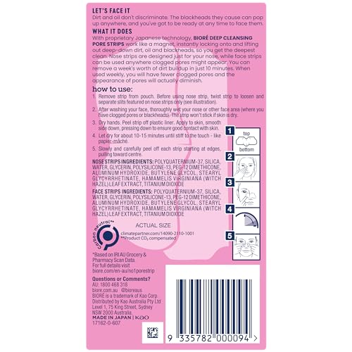 Biore Tiefenreinigende Mitesserentferner-Streifen für Nase und Gesicht, Kombipackung mit 14 Streifen