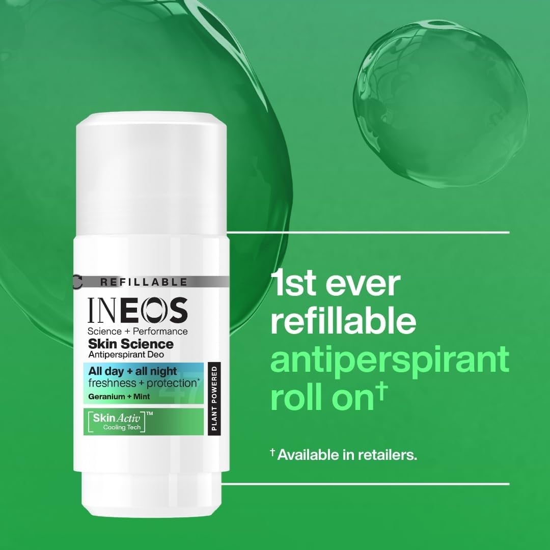 INEOS Skin Science – 24 Stunden Frische und Schutz für Tag und Nacht – Antitranspirant-Deo-Roll-on mit Geranie und Minze – mit SkinActiv Cooling Tech™ – pflanzenbasiert – 50 ml 6