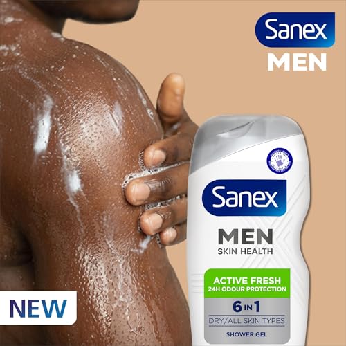 Sanex Men Skin Health Active Fresh Duschgel 400 ml x 6 – Duschgel für trockene Haut 10
