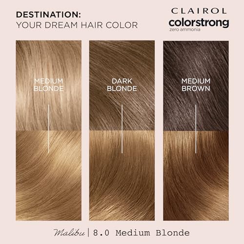 Clairol Colour Strong Permanent Hair Dye - 8.0 Medium Blonde with Zero Ammonia 9