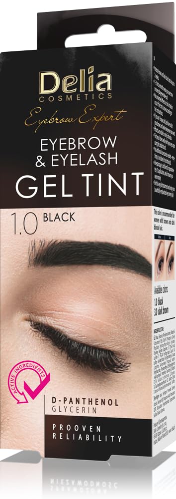 Delia Cosmetics BLACK Eyebrow & Eyelashes Tint - Innovative Gel Formula, Up to 15 Applications