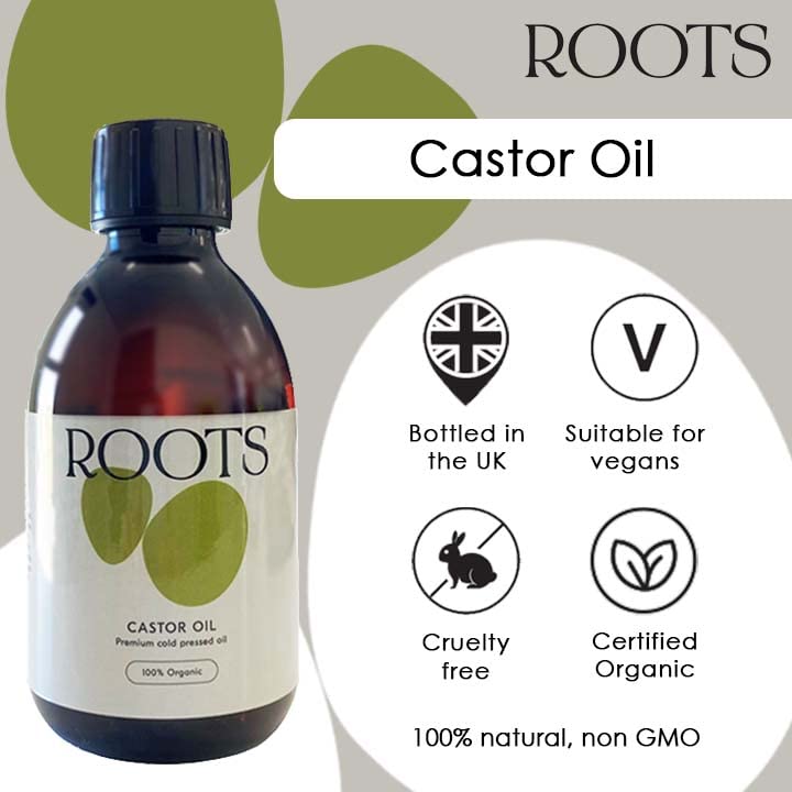 Roots Organic 100% Cold Pressed Castor Oil for Hair & Skin Nourishment