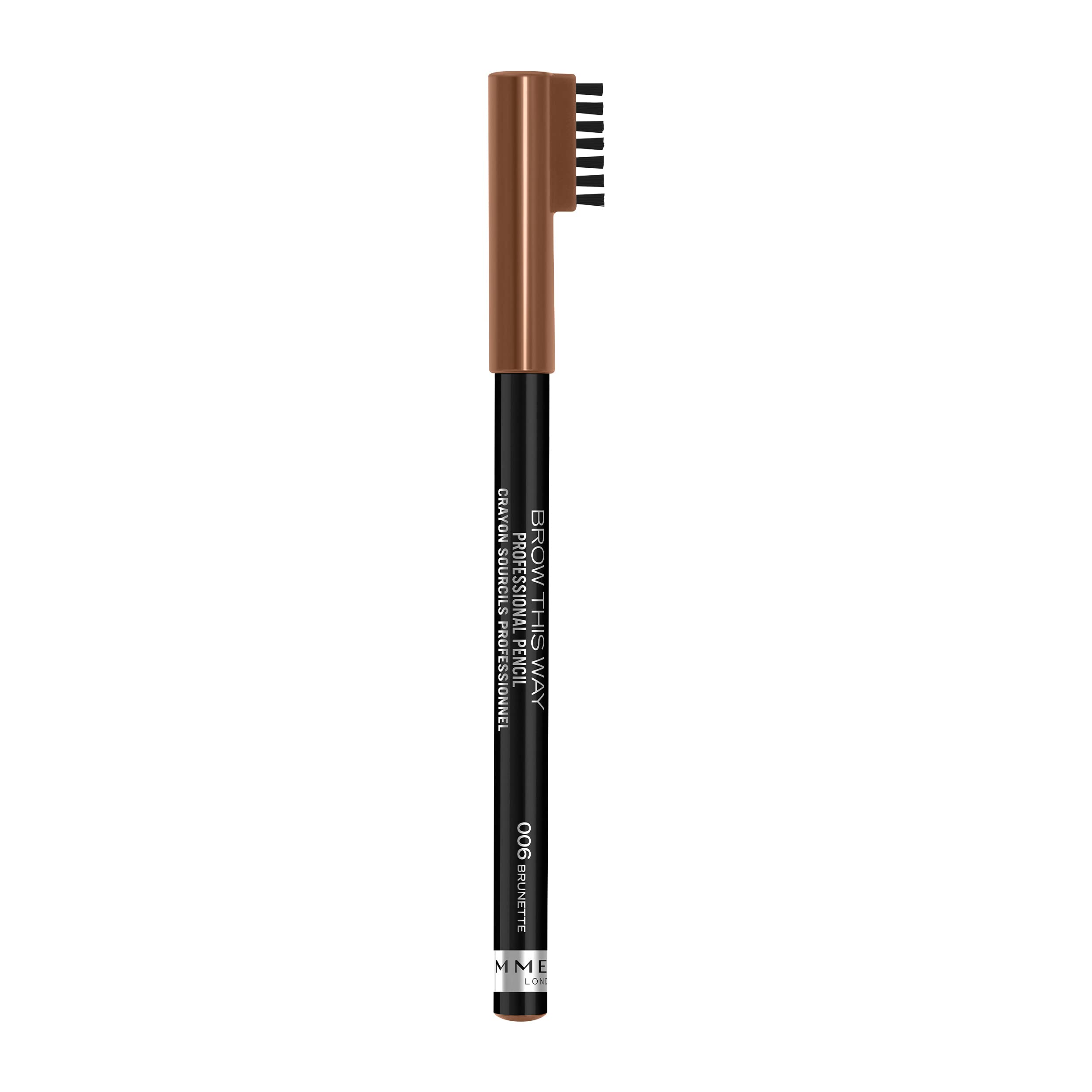 Rimmel London Brow This Way Professional Pencil - 006 Brunette Eyebrow Definer with Built-in Brush