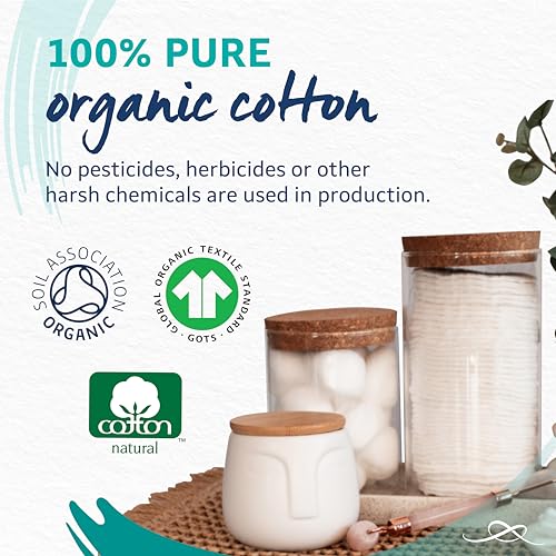 Lil-Lets Cotton Wool Oval Pads, 50 Count, Certified Organic, 100% Pure Cotton Wool
