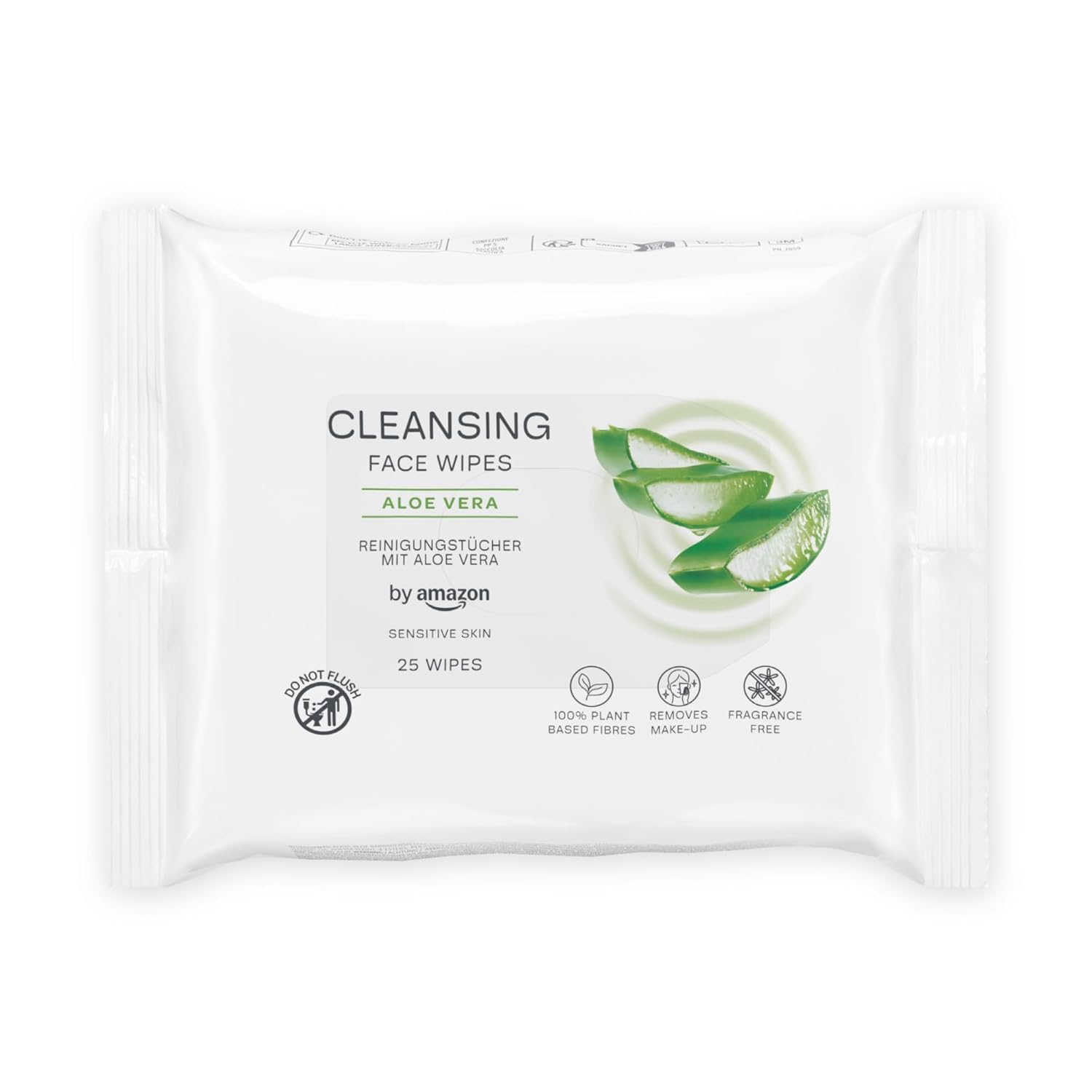 by Amazon Fragrance-Free Face Cleansing Wipes with Aloe Vera for Sensitive Skin