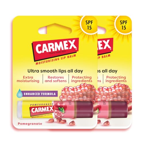 Carmex Pomegranate Click Stick Multipack with SPF 15 for Intense Hydration and Dry Lip Repair (2 Pack)