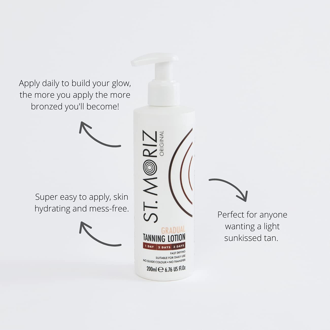 St. Moriz Professional Gradual Tanning Lotion with Pump, 200ml - Aloe Vera & Vitamin E