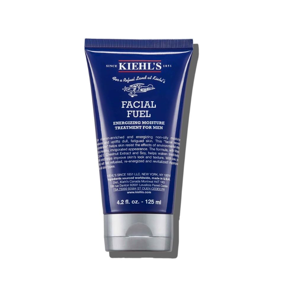 Kiehl's Facial Fuel Tägliche Feuchtigkeitspflege für Männer, belebt müde Haut, spendet Feuchtigkeit und revitalisiert mit Kastanienextrakt, Soja, Vitamin C und E, für alle Hauttypen, 125 ml