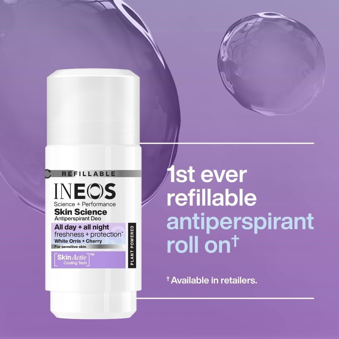 INEOS Skin Science 24H Antiperspirant Deodorant Roll On White Orris + Cherry with SkinActiv Cooling Tech 5