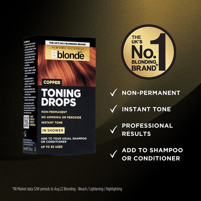 Jerome Russell Bblonde Kupferton-Tropfen – Nicht-permanenter Haartöner, frischt die Kupferhaarfarbe auf und erhält sie, einfach unter der Dusche mit Shampoo oder Spülung hinzufügen, 50 Anwendungen 3