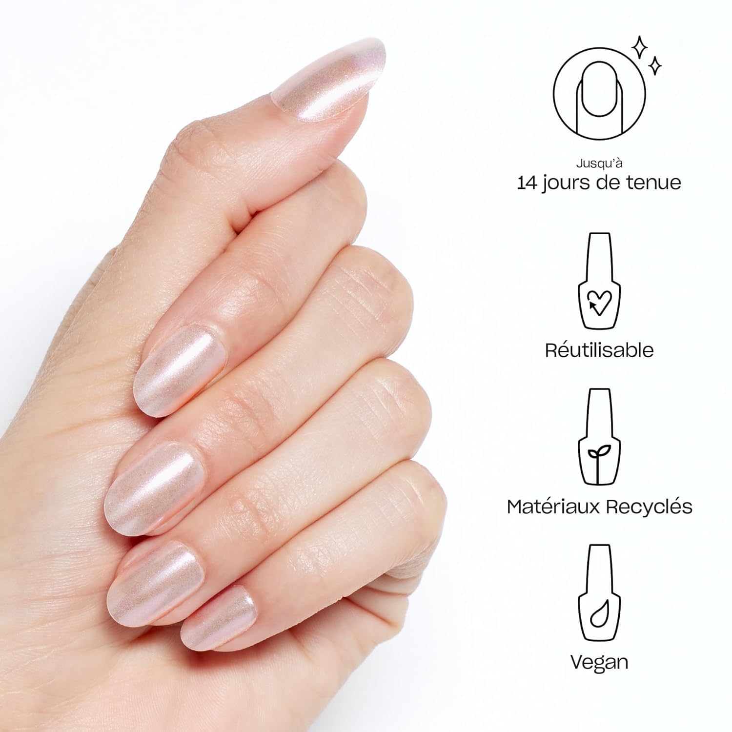 OPI xPRESS/ON Throw Me a Kiss Pink Shimmer Short Round Press On Nails