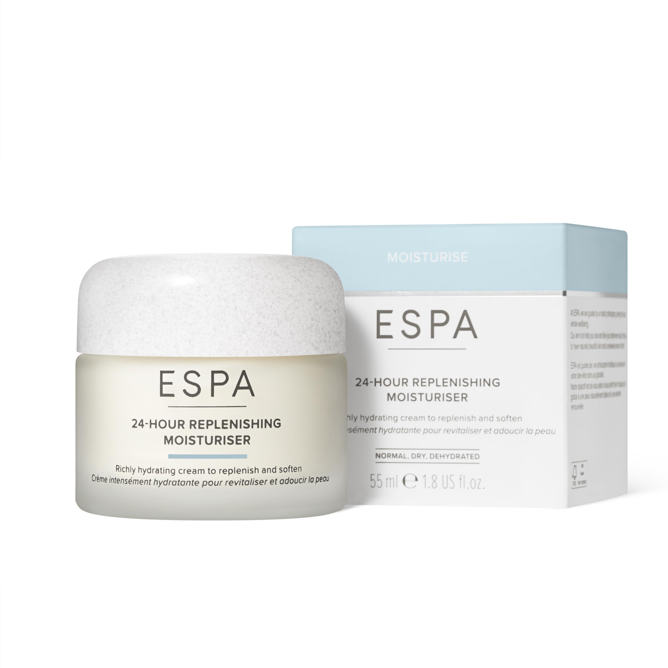 ESPA 24-Hour Replenishing Moisturiser 55ml - Richly Hydrating Face Cream with Vitamin E