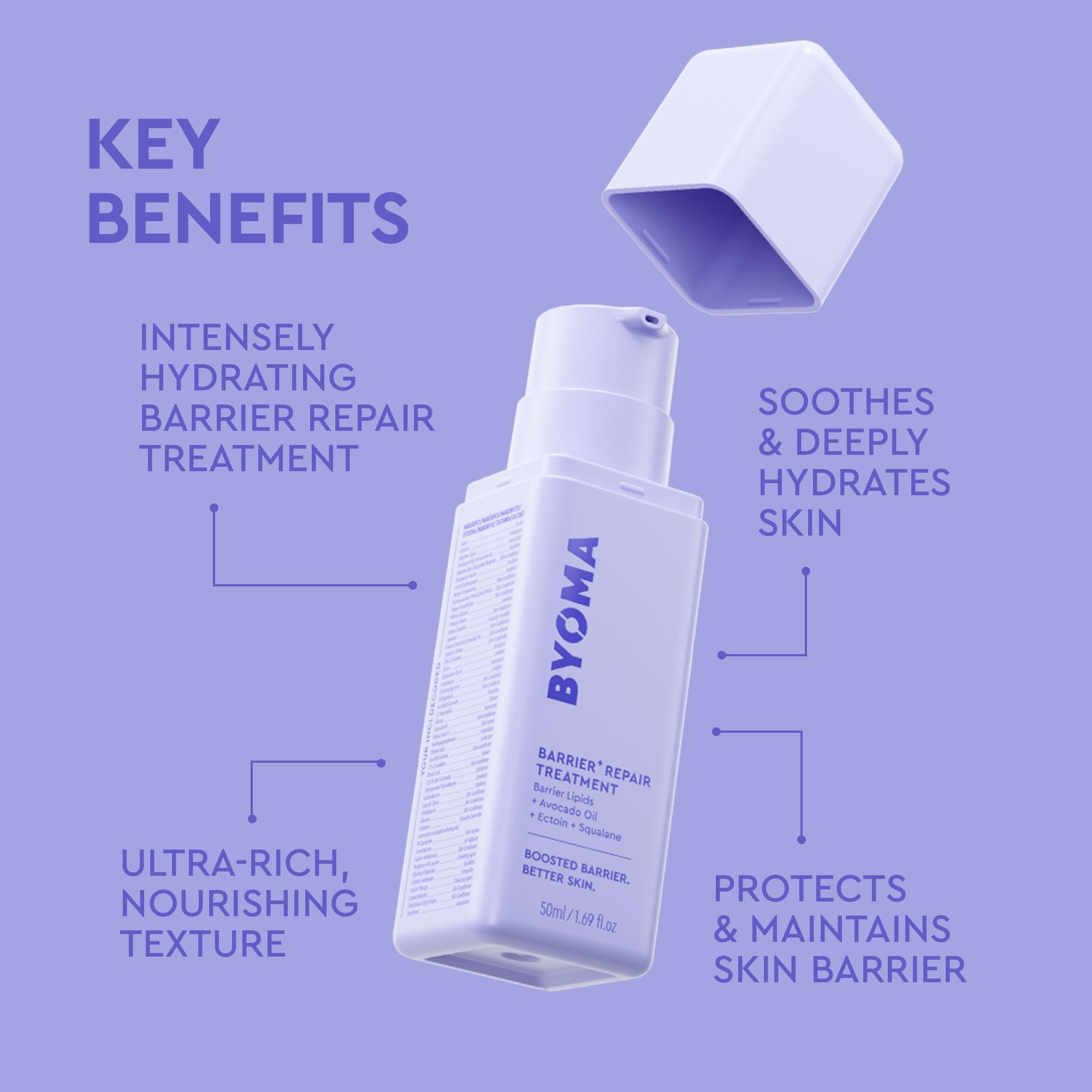 BYOMA Barrier Repair Treatment (50 ml) Feuchtigkeitsspendende Gesichtscreme für trockene, empfindliche Haut 3