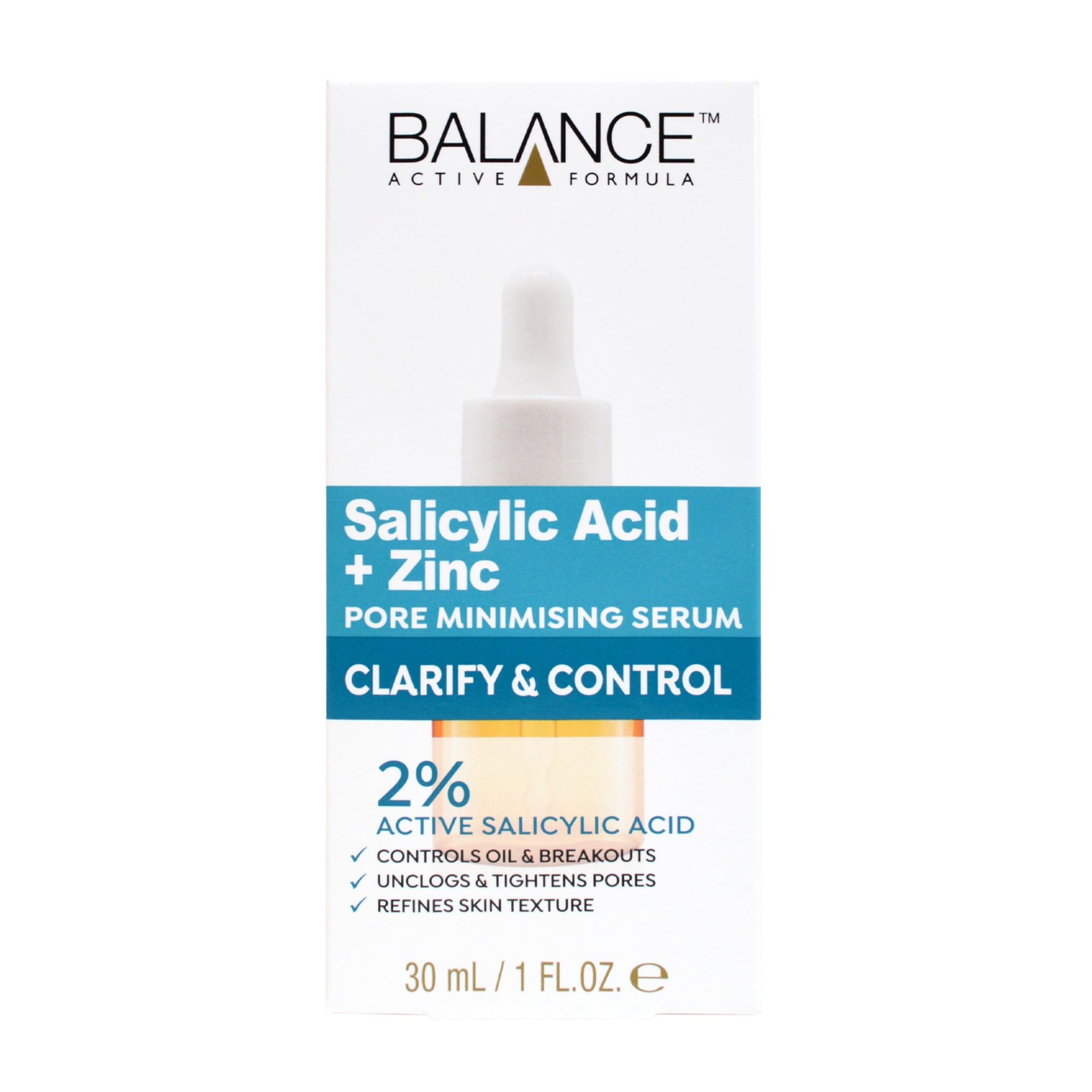 Balance Active Formula Salicylic Acid & Zinc Pore Minimising Serum for Blemishes, Pores & Oil Control - 30ml