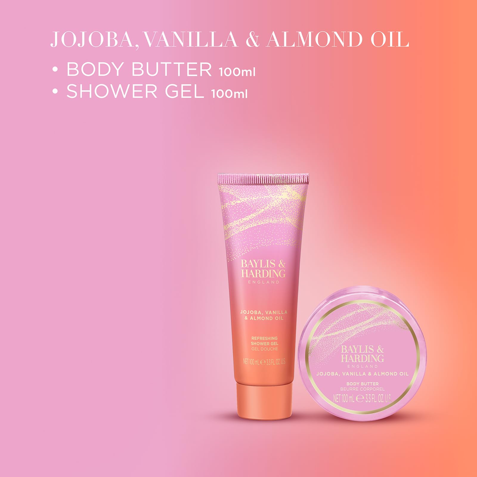 Baylis & Harding Jojoba, Vanilla & Almond Oil Body Pamper Duo Gift Set - Vegan Friendly 3