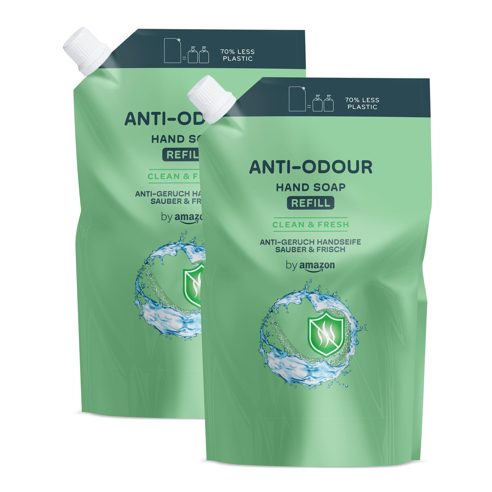 by Amazon Anti-Odour Hand Soap Refill, Lemon & Mint Scent, 2 x 1000ml