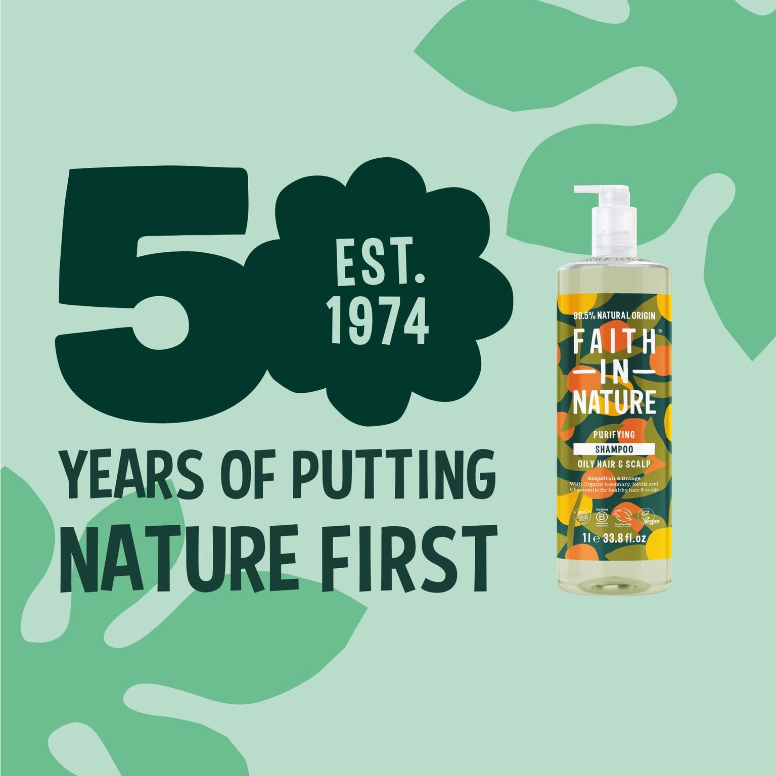 Faith In Nature 1L Natürliches Grapefruit- und Orangen-Shampoo, reinigend für fettige Haut