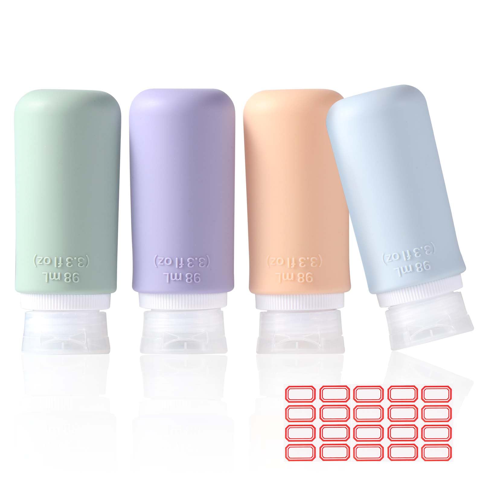 Diboniur 4 Pack 98ml Food-Grade Silicone Travel Bottles with Leak Proof TSA Approval