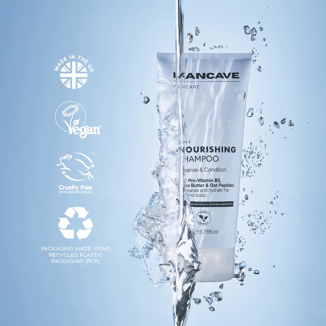 ManCave Nourishing 2-in-1 Shampoo 200ml with Argan Oil & Oat Peptides for Men